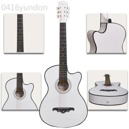 Kit de guitarra acústica de 38 polegadas, guitarra folk para iniciantes, crianças, 6 cordas, guitarra de viagem, preto, azul, branco, madeira, marrom, agt16 - Image 3