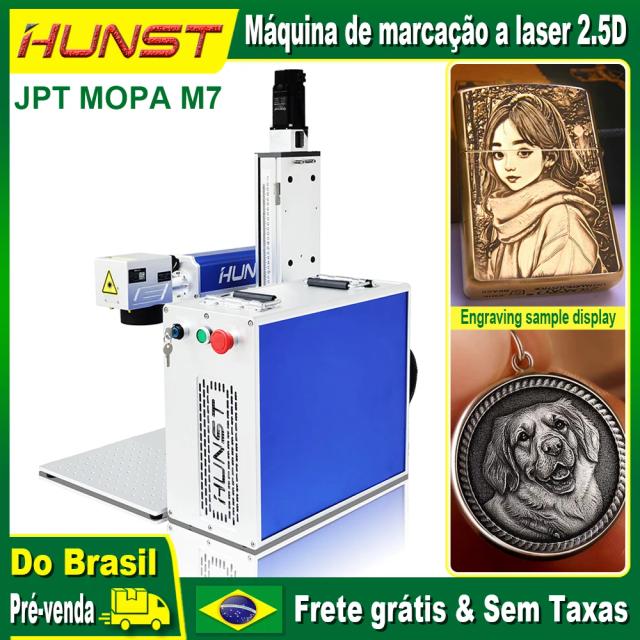 HUNST Máquina de Marcação a Laser de Fibra 2.5D JPT MOPA M7 60W-200W para Joias e Metais Preciosos