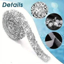 1 rolo autoadesivo glitter cristal strass adesivo fita de diamante diy adesivo strass artes artesanato carro telefone câmera deco - Image 1