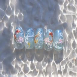 Koi Nail Art Adesivos, Colorido, Koi, Flor, Goldfish, Mar, Carpa, Peixe Vermelho, Golfinho, Sereia, Soft Relief, Manicure Decalques - Image 4