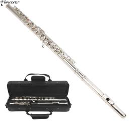 Miwayer-Flauta transversal profissional com caixa, 16 furos abertos fechados, tecla C, concerto instrumento musical, pano de limpeza, luva - Image 1