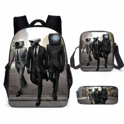Skibidi-Mochila Anime Infantil, Bolsa escolar para adolescentes, Bolsa de escola dos desenhos animados, Presentes, 2024 - Image 3