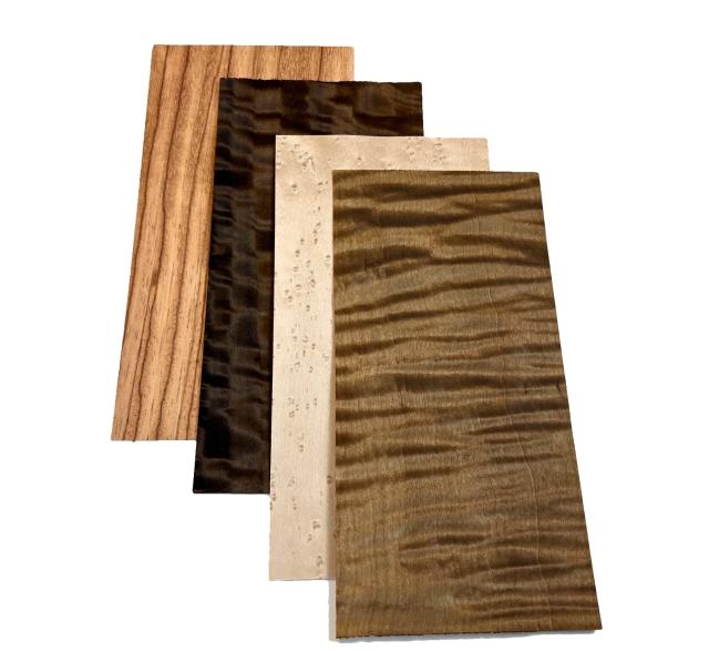 Pack de 4 Folheados de Madeira de Eucalipto Fumado para Marqueteria Inlay 20x10cm com Espessura de 0,4-0,5mm