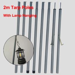 Pólos de lona ajustáveis com lâmpada, Acessórios para barraca suspensa, Dobrável Outdoor Camping Toldo Rod, Suporte dobrável, Pole Sticks, 2m - Image 2