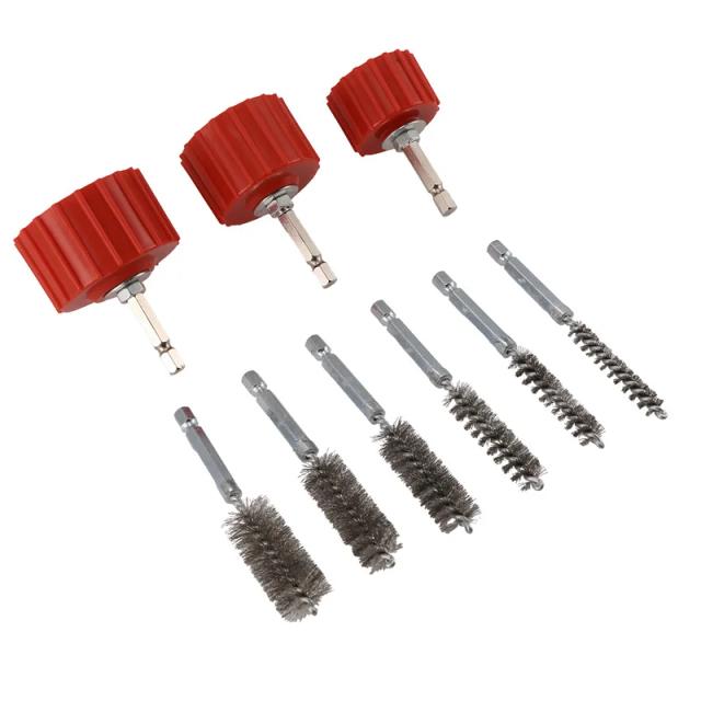 Conjunto de Escovas de Limpeza de Tubos de Cobre para Furadeira - Ideal para Limpeza e Soldagem de Acessórios