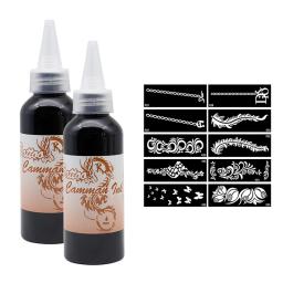 Semi Permanente Airbrush Tatuagens Temporárias Tinta, Brilho Tint Tinta, Pigmento De Beleza, Suprimentos De Maquiagem, Arte Corporal, 2 Garrafas + bônus - Image 2