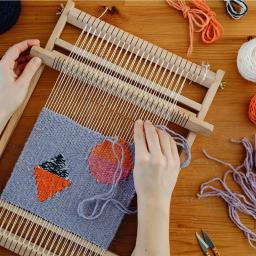Tapeçaria de madeira tecelagem tear kit teares mão-máquina de malha diy conjunto de tecido máquina de costura casa acenando acessórios gancho artesanal - Image 2