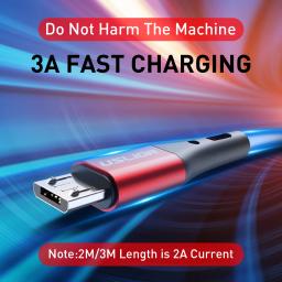 USLION 3A Micro USB Cable Fast Charge Cabo de dados USB para Samsung S6 Xiaomi Redmi Android Micro usb Cable Mobile Phone Red - Image 3
