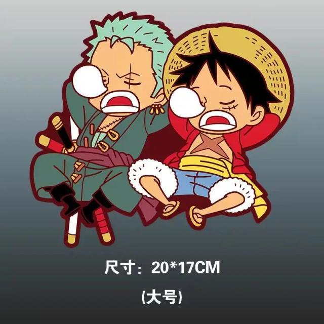 Adesivo Criativo de Anime: Luffy e Zoro para Carros e Motocicletas - Impermeável e Reflexivo, Estilo Único e Bonito