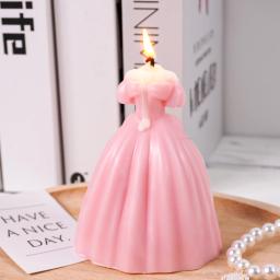 Molde de vela de silicone para vestido de casamento Presentes artesanais DIY Resina de gesso Moldes de cozimento de chocolate Suprimentos de decoração, vestido novo 3D - Image 5