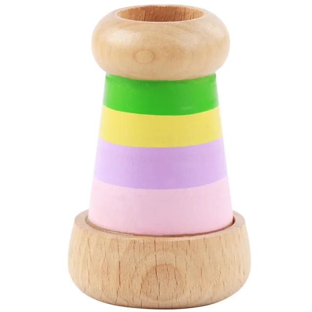 Mini Caleidoscópio Mágico de Madeira para Crianças - Prisma Polígono - Aprendizagem Educativa