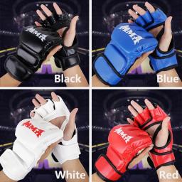 Luvas Profissionais De Treinamento De Boxe Para Adultos, Almofada De Couro Metade Do Dedo, Sanda Boxe, UFC Sandbag Knuckles - Image 6