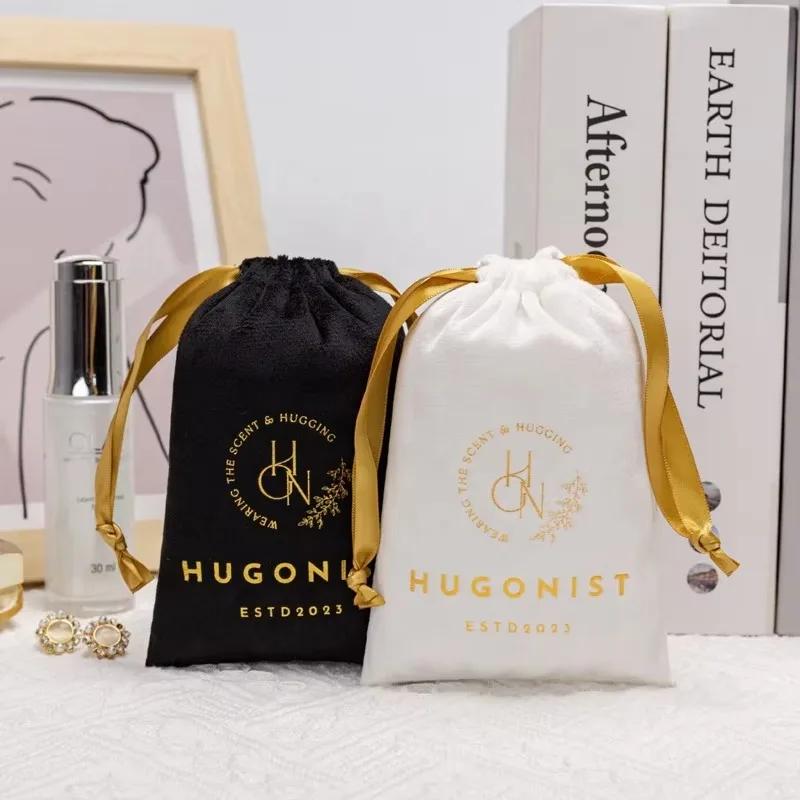 Bolsa com cordão de veludo personalizada de alta qualidade para perucas, óleos essenciais, tamanho personalizado, impressão colorida, logotipo, perfume, pacote de presente cosmético - Image 1