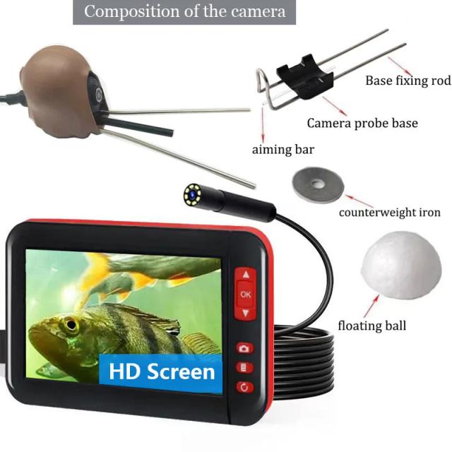 Localizador Portátil de Profundidade de Peixes com Câmera Subaquática HD de 70° e Tela LCD de 4,3 Polegadas