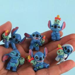 6 pçs lilo & stitch figura dos desenhos animados modelo coleção anime ornamento de mesa decoração do bolo aniversário crianças brinquedos presentes - Image 2