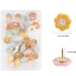 30 peças alfinetes flores flores tachas polegar flores decorativas tachas placa cortiça - Image 6