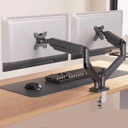 Suporte de braço de monitor duplo, até 20 lbs, suporte de mesa, altura e ângulo ajustáveis, telas de 13 a 32" - Image 3