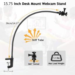 Suporte de câmera com grampo de mandíbula de mesa aprimorado Suporte de pescoço de ganso flexível para webcam Brio 4K C925e C922 - Image 6