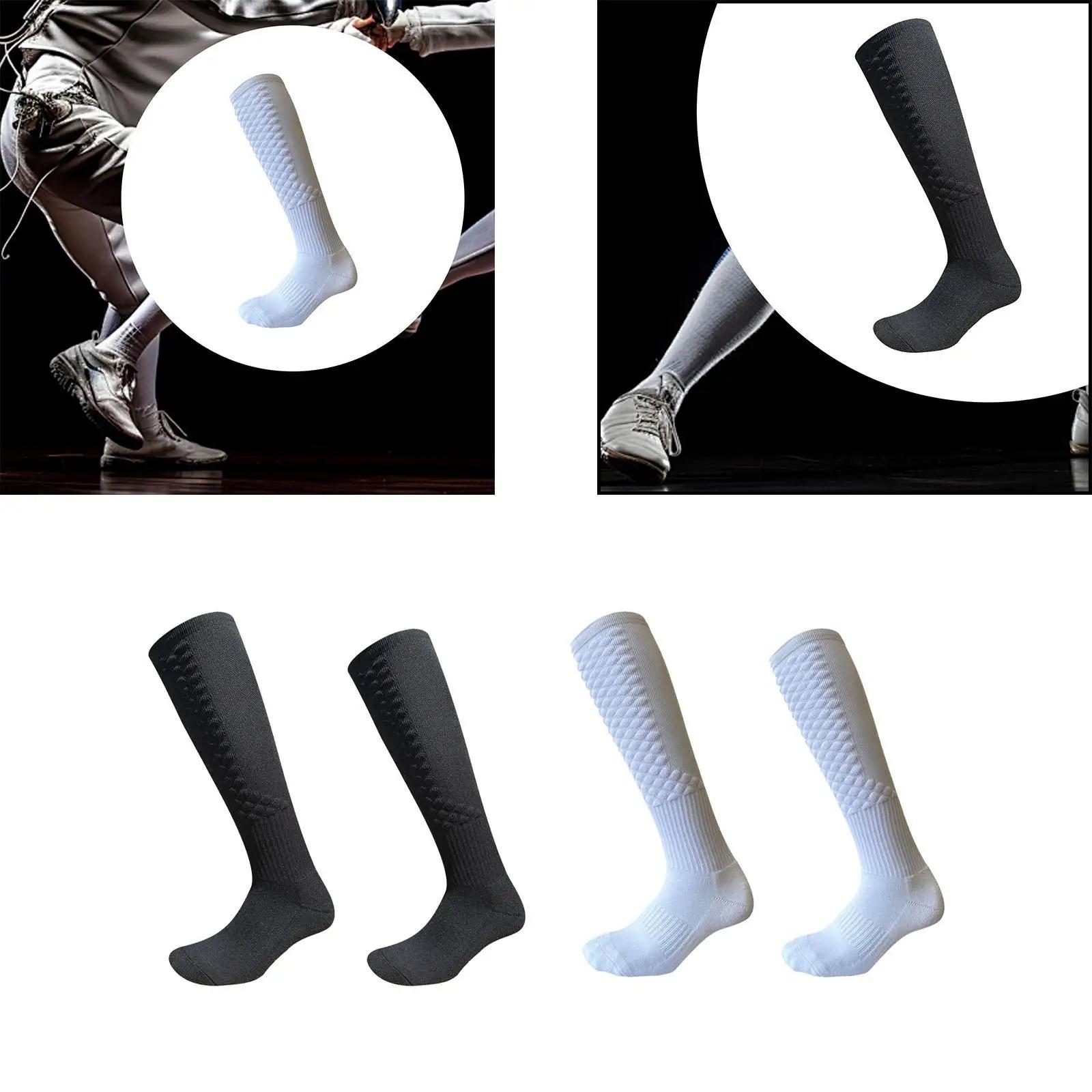 Esgrima meias joelho alto engrossar respirável absorção de suor meias atléticas - Image 1