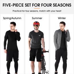 Roupas de Compressão Esportivas, Vestimenta de Academia, Exercícios, Corrida, Caminhada, Masculina, Jogging, 5 Peças por Conjunto - Image 6