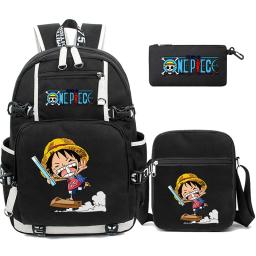One Piece Grande Capacidade Anime Mochila Monkey D, One Piece, 3pcs por conjunto Luffy Schoolbag para estudantes, mochilas para adolescentes, de volta às aulas, menino e menina - Image 5