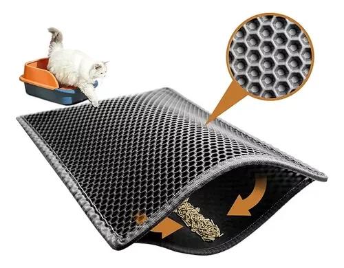 Tapete Premium para Gatos Preto: Coletor de Areia e Proteção para o Banheiro