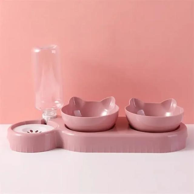 Alimentador e distribuidor automático de água para pets com tigelas duplas elevadas para cães e gatos