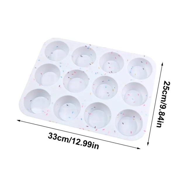 Forma de Silicone Antiaderente para Cupcakes - 12 Cavidades, Grau Alimentício, Lavável na Máquina de Lavar Louça