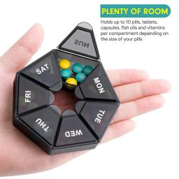 Caso De Comprimido De Plástico Portátil, Tablet Titular, Candy Box, Tablet Dispenser, Travel Organizer, 7 Dias De Armazenamento, 1Pc - Image 4