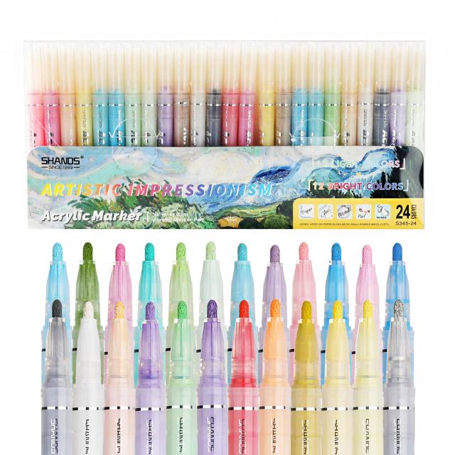 Conjunto de Marcadores de Tinta Acrílica com 24 Cores para Artesanato em Papel, Vidro, Madeira e Pintura Rupestre - Opções de 12 e 24 Peças