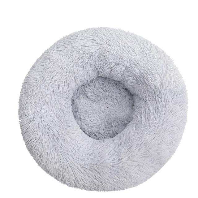 Cama redonda ultra macia e lavável para cães e gatos, estilo donut, confortável e perfeita para o inverno.