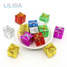 24 pçs mini ornamentos de natal handwork caixa de presente natal árvore acessórios festa de ano novo decoração doces caixas de presente pingente navidad - Image 2