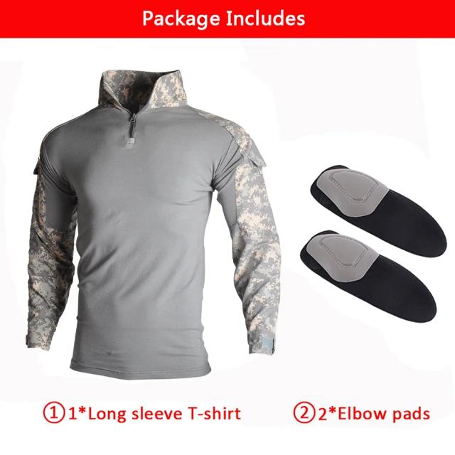 Terno Camo Tático Masculino para Atividades ao Ar Livre: Uniforme de Escalada, Calças de Carga, Camisa de Combate e Pano de Acampamento Resistente ao Desgaste