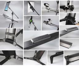 Suporte de teclado profissional com microfone para música, coluna de 2 camadas, liga de alumínio, GAZ-BS01 - Image 6