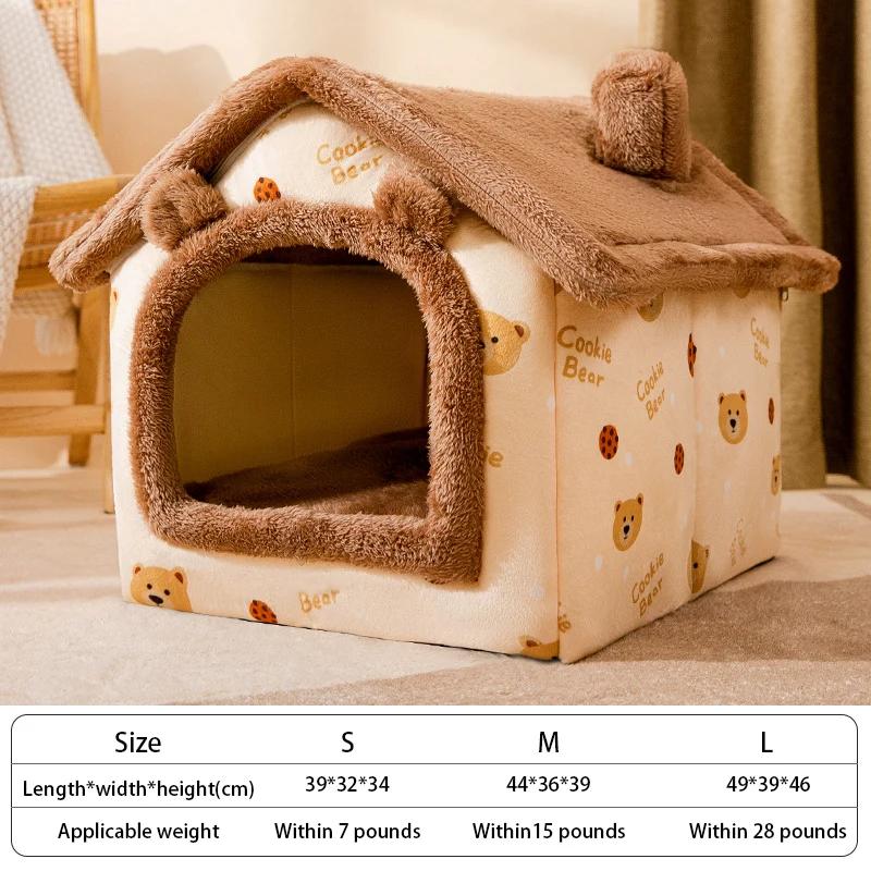Cama dobrável para cães e gatos, canil lavável, suprimentos de cama removíveis, ninho interno para cães e gatos - Image 1