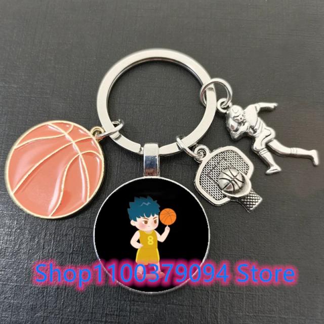 Chaveiro de Basquete com Vidro Cabochão - Lembrança Personalizada para Equipes e DIY em Estilo Esportivo