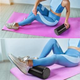 Eixo de espuma epp sólido yoga pólo fitness relaxamento muscular rolo massagem vara brilhante preto rolo yoga bloco 30/45cm - Image 4