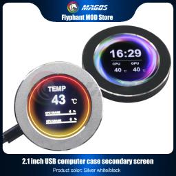 Exibição de resfriamento a água para GPU RAM, monitoramento de execução, tela CPU Watercooler, AIDA64, USB livremente diretamente, preto e prata, 2,1" - Image 1
