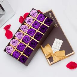 Caixa de presente romântica flores rosas, presentes luxuosos da flor do sabão, festa de aniversário, namorados, casamento, criativo, 18pcs - Image 3