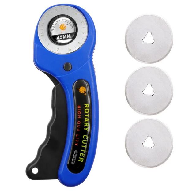 Ferramentas de Corte em Couro para Artesanato: Conjunto com Alça Ergonômica e Cortador Rotativo de 45mm para DIY, Patchwork e Quilting