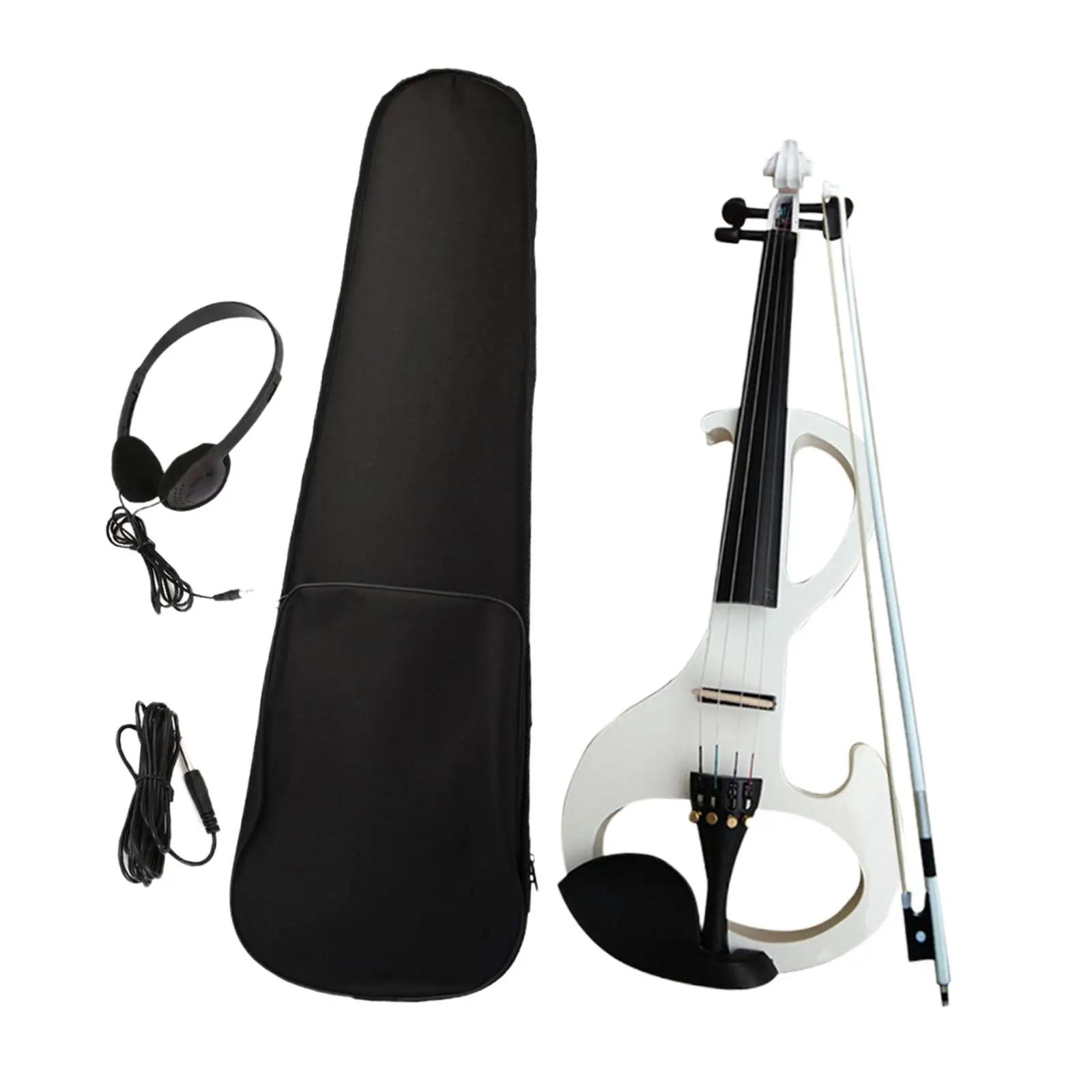 Conjunto de violino elétrico instrumentos de cordas com acessórios de violino e fone de ouvido de madeira maciça violino elétrico silencioso para adolescentes - Image 1