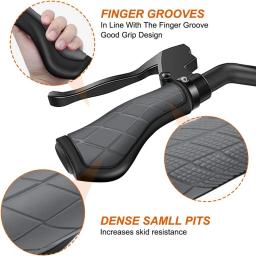 Punhos de bicicleta ergonômicos antiderrapantes, guidão de borracha, Punhos de bicicleta, 22.2mm, E-Bike, Cinza - Image 5