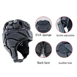 Capacete de rugby crianças adulto futebol rugby goleiro respirável macio capacete grosso eva anti-impacto goleiro cabeça protetor boné - Image 5