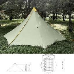 Ultraleve 680g 2-4 pessoa 4 temporada barraca de acampamento 20d náilon ambos os lados silicone revestimento sem haste pirâmide flysheet ao ar livre 2.5x2.5m - Image 3