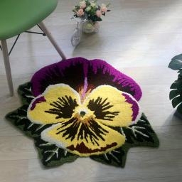 3D Pansy Flor Forma Tapete Arte Bordado Floral Tapete Home Decor Sala de estar Quarto Tapete Antiderrapante Banho Sofá Mesa Floor Mats - Image 1