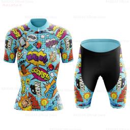Engraçado explosivo quadrinhos das mulheres conjunto camisa de ciclismo dos desenhos animados anime roupas ciclismo camisas da bicicleta estrada terno mtb ropa maillot - Image 1