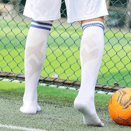 Meias de futebol masculino e feminino, listras brancas e pretas, sobre a panturrilha, meias atléticas de rugby, adolescentes, crianças, meninos, meninas - Image 5