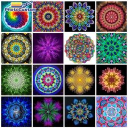 Pintura fotopersonalizada por números kit mandala diy artesanato em tela com quadro feito à mão desenho de coloração por número arte da parede - Image 1