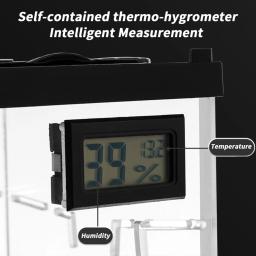 Micro Terrário Acrílico para Réptil, Cerco do Tanque, Anfíbios, Gaiola com Termohigrômetro, Vista Completa - Image 3
