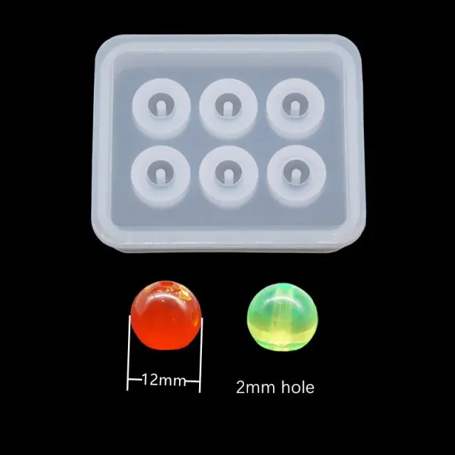 Molde de Silicone SNASAN para Jóias: 6 Compartimentos para Resina Epóxi e Contas de Bola de 12mm e 16mm, Feito à Mão